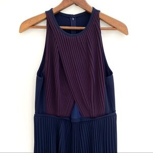 Timo Weiland navy blue maroon pleated midi dress size 10